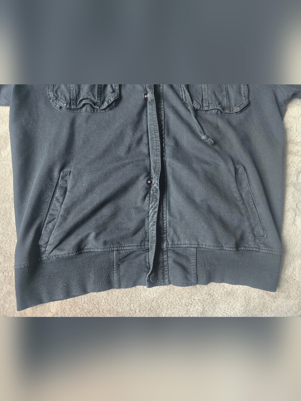 RARE VTG Affliction hybrid hooded denim jacket Mens 2X Full-zip, Black, Y2K - Picture 3 of 16